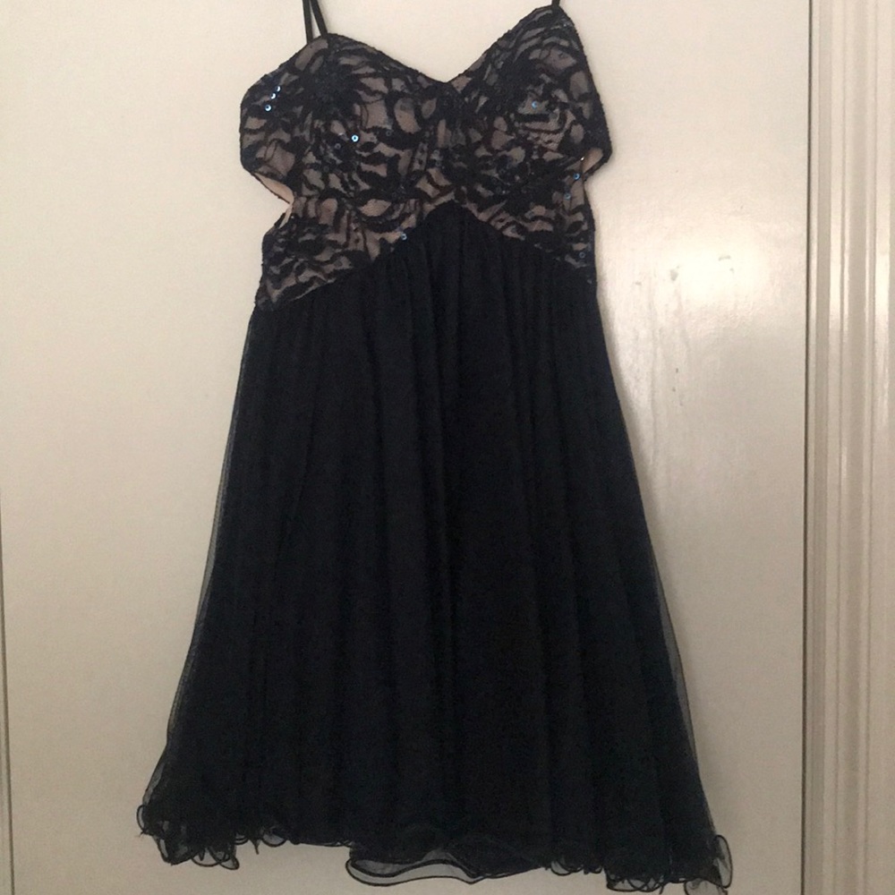 Navy Formal Cocktail Dress with Side Cutouts
